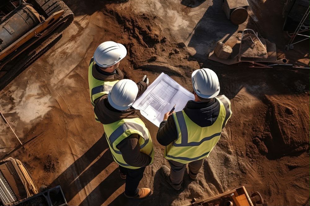Client Focus - Construction team reviewing site plans